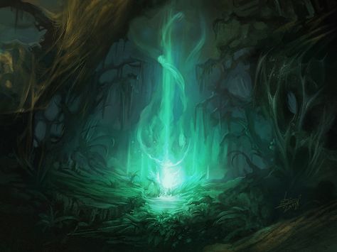 by ~hunqwert on deviantART http://www.pinterest.com/janelleybean/my-kind-of-world/ Wild Magic, Green Magic, Magic Stones, Magic Aesthetic, Mystical Art, Fantasy Aesthetic, Magical Places, The Villain, Book Aesthetic