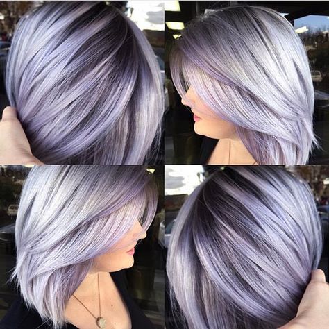 Silver lavender hair color and smooth bob with shadow base by @makeupbyfrances #hotonbeauty Silver Lavender Hair, Lavender Hair Colors, Hair Color Pastel, Lavender Hair, Hair Color Purple, Fresh Hair, Grey Hair Color, New Hair Colors, Mermaid Hair