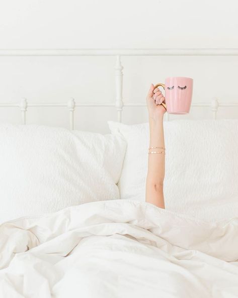 Rolling into Monday like... #ineedcoffee Pink Eyelashes, Painted Coffee Cup, Coffee In Bed, Pink Coffee, Makijaż Smokey Eye, All Time Low, Mary Kay, Pink Aesthetic, Eyelash Extensions