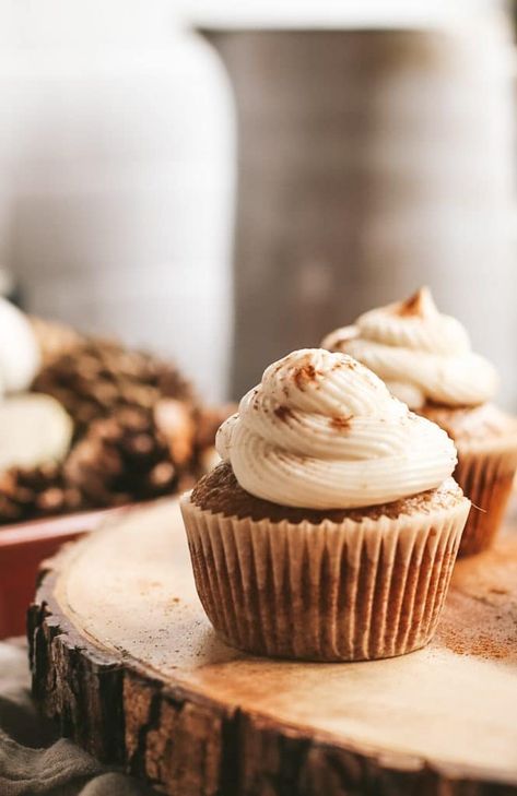 Maple Pumpkin Cupcakes, Maple Buttercream Frosting, Maple Buttercream, Maple Frosting, Fall Cupcakes, Butter Cupcakes, Gluten Free Cupcakes, Pumpkin Spice Syrup, Pumpkin Butter