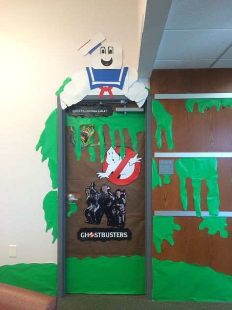 Halloween door decorating contest!  Winners! @amandadph Funny Christmas Door Decorations, Halloween Door Decorating Contest, Halloween Door Decorating, Funny Christmas Door, Halloween Door Decorations Classroom, Door Decorations College, Classroom Door Decorating, Halloween Classroom Door, Ghostbusters Theme