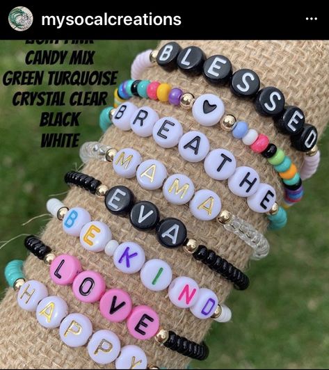 Words To Put On Beaded Bracelets, Letter Bracelet Beads, Bracelets With Words, Letter Bead Bracelets, Pony Bead Bracelets, Diy Bracelet Designs, Letter Bracelet, Beads Bracelet Design, Personalized Bracelet