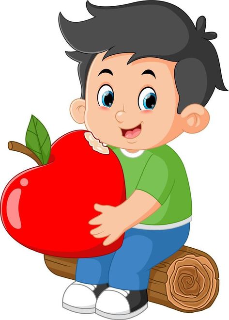 cute boys sitting and eating a big heart shaped apple Apple Cartoon, Apple Clip Art, Apple Template, Box Painting, Beauty Salon Posters, Vector Animation, Apple Art, Apple Apple, Apple Shaped