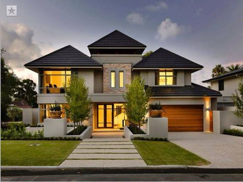 Home Designs Exterior, Double Storey House, Casa Country, Brick Exterior House, Casas Coloniales, Storey Homes, Australian Homes, Facade Design, Exterior House Colors