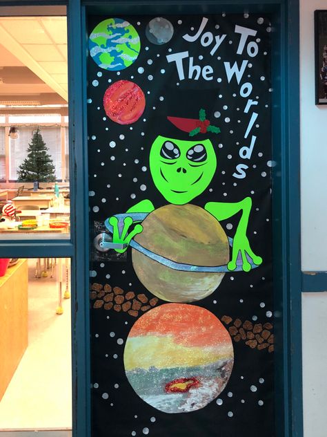 We had “A Very Martian Christmas “ at school this year. This is my contribution to our door decorating contest! Christmas 2019. Joy To The World Door Decorating Contest, Science Door Decorations, Door Decor School, Door Decorating Contest Christmas, Christmas Chemistry, Decorated Doors, Christmas At School, Space Christmas, Christmas Doors