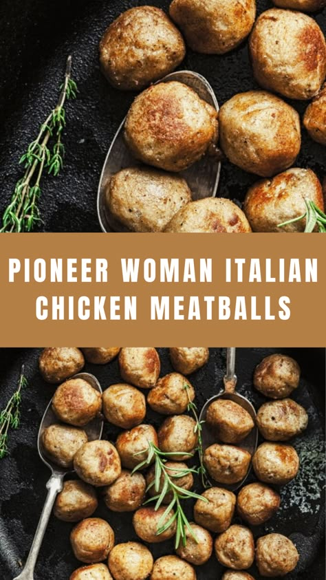 Pioneer Woman Italian Chicken Meatballs Ground Chicken Balls Recipe, Ground Chicken Meatballs Healthy, Ground Chicken Pesto, Italian Chicken Meatballs, Yellow Cherry Tomatoes, Pioneer Kitchen, Italian Sausage Meatballs, Chicken Meatballs Healthy, Ground Chicken Meatballs