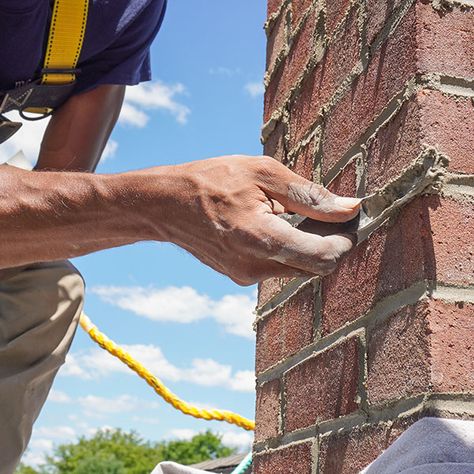 A tradeoff for enjoying crackling winter fires in your fireplace is that occasional chimney repairs are essential. For anyone with a chimney, a good question to ask is, does my chimney need tuckpointing or repointing? The answer may very well be yes. That’s because a need for the replacement of deteriorating mortar is common, and that is the purpose of both of these particular types of masonry work. Chimney Maintenance, Mortar Repair, Chimney Repair, How To Clean Brick, Fireplace Mantel Surrounds, Winter Fire, Chimney Cleaning, Masonry Fireplace, Clean Dryer Vent