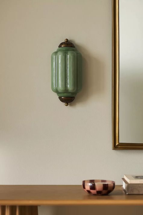 Eloise Glass Flush Sconce | Anthropologie English Tudor Lighting, Wall Sconces For Stairwell, Mirror And Sconces Entryway, Built In With Sconces, Wall Sconces Nursery, Hall Wall Sconces Hallways, Dark Academia Ceiling Light, Modern Whimsical Decor, Vintage Wall Sconces Bedroom