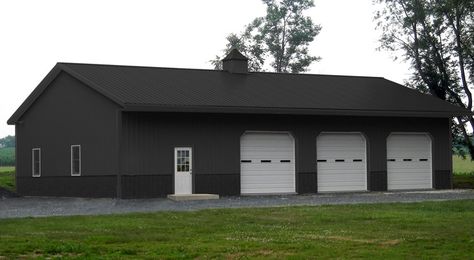 charcoal gray shed with black roof Charcoal Shop Exterior, Black Steel Building, Charcoal And Black Metal Building, Charcoal Gray Metal Building, Charcoal Metal Building, Black Metal Shop Building, Burnished Slate Metal Building, Black Pole Barns, Metal Shop Houses