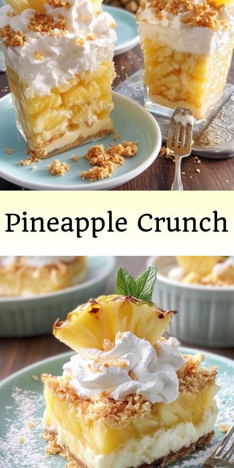 "Pineapple Crunch Delight: A Refreshing and Crunchy Dessert for Any Occasion" This delightful Pineapple Crunch dessert is a refreshing treat perfect for any occasion. With its sweet and tangy pineapple filling and crunchy topping, it's sure to be a crowd-pleaser. Simple to make and absolutely delicious! #PineappleCrunch #DessertDelight #SweetAndTangy #FamilyFavorite #EasyRecipe #BakingLove #CoconutPecans #HomemadeDessert #SimpleTreat #CrowdPleaser Pineapple Crunch, Pineapple Filling, Easy Treats, Homemade Desserts, Family Dinners, Crowd Pleaser, Pecans, Family Favorites, Family Dinner