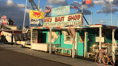 Bait shop in Rockport, TX Bait And Tackle Shop, Beach Cowboy, Brindleton Bay, Rockport Texas, City Environment, Bayou Country, Boat Bar, England Lifestyle, Bait Shop