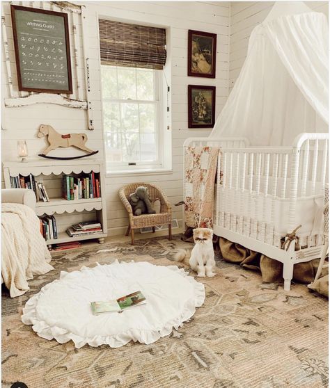 Candlewood Cottage Nursery Vintage Girl Nursery, Cottage Nursery, Casa Hobbit, Nursery Bookshelf, Farmhouse Nursery, Baby Room Inspiration, Dream Nurseries, Nursery Room Inspiration, Nursery Baby Room