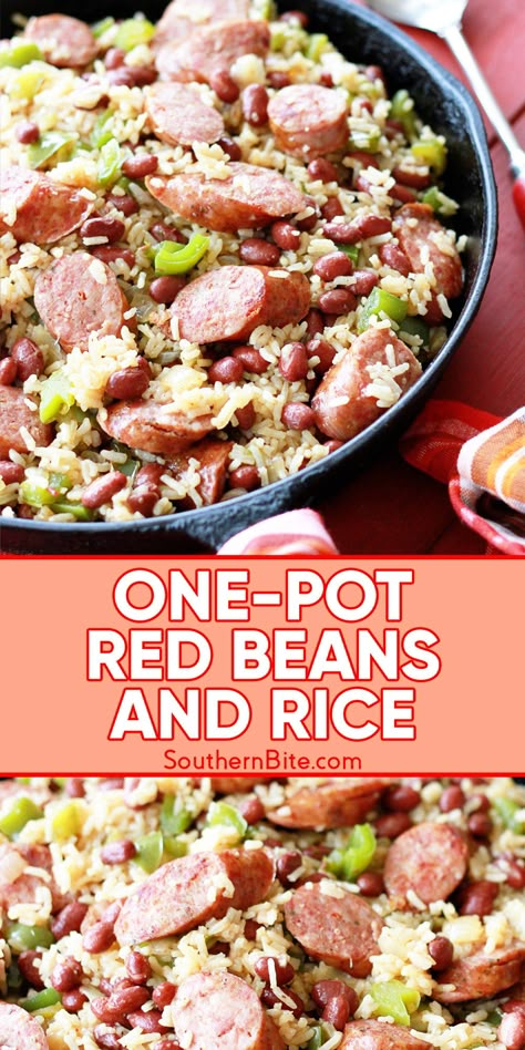 Red Beans And Rice Recipe, Red Beans N Rice Recipe, Red Beans And Rice, Beans And Rice, Cajun Recipes, Red Beans, Sausage Recipes, Iron Skillet, Rice Recipe