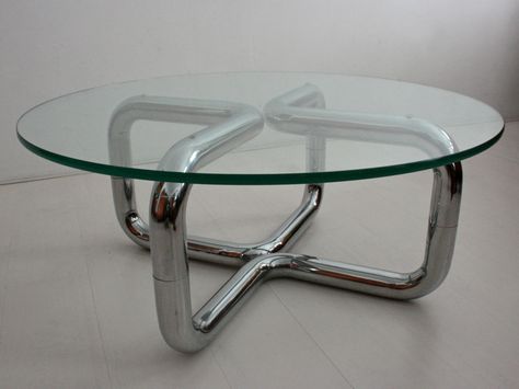 Unknown - Tubular Chrome Coffee Table • Good Old Vintage Chrome Coffee Table, Furniture Lamps, Chrome Table, Mid Century Coffee Table, Dark Home, Couch Table, Funky Furniture, Coffee Table Vintage, Retro Furniture