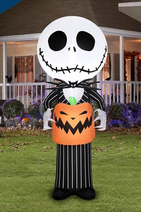 Disney Inflatable Nightmare Before Christmas Jack Skellington Halloween Pumpkin Gemmy 5FT Yard Decoration Nightmare Before Christmas Outdoor Decor, Nightmare Before Christmas Outdoor, Jack Skellington Inflatable, Halloween Lawn Decorations, Halloween Lawn, Halloween Collectables, Halloween Inflatables, Christmas Yard Decorations, Halloween Yard Decorations