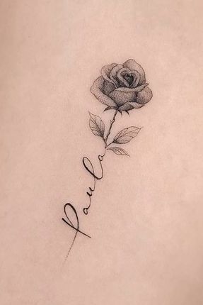 Rose Tattoo With Words As Stem, Tato Henna, Unalome Tattoo, Silhouette Tattoos, Hand Tattoos For Women, Awesome Tattoos, Tattoos For Daughters, Elegant Tattoos, Ankle Tattoo