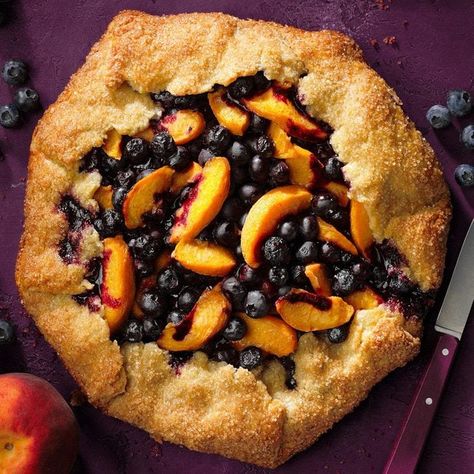 Peach Blueberry Galette, Raspberry Rhubarb, Blueberry Ice Cream, Peach Blueberry, Galette Recipe, Blueberry Desserts, Fine Cooking, Favorite Pie, Fruit Tart