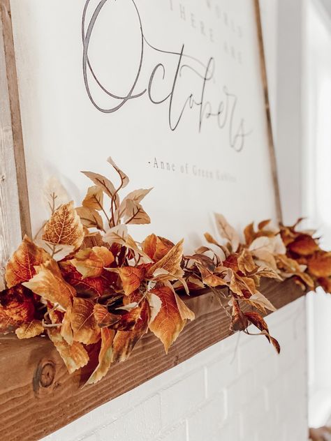 Fall Decor Floating Shelves, Cozy Fall Fireplace, Fireplace Refresh, Fall Feast, Autumn Farmhouse, Fall Fireplace, Fall Mantle, Rustic Side Table, Fall Stuff