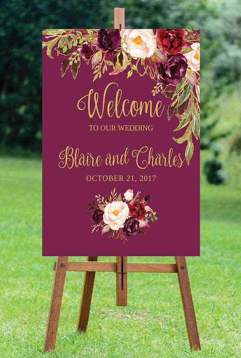 Printable / Editable Welcome Wedding Sign Template 24x36 Wedding Welcome Board, Wedding Entrance Decor, Welcome Board, Maroon Wedding, Wedding Entrance, Wedding Stage Decorations, Wedding Dress Pictures, Wedding Welcome Sign, Welcome To Our Wedding