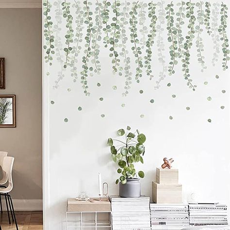 Amazon.com: Runtoo Eucalyptus Vine Leaves Wall Decals Hanging Green Plants Wall Stickers Living Room Bedroom Nursery Home Decor : Tools & Home Improvement Wall Climbing Plants, Vine Wall, Wall Stickers Living Room, Sticker Decals, Cleaning Walls, Leaf Wall Art, Wall Decor Stickers, Mural Wall Art, Wall Decal Sticker