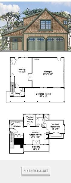 Carriage House Plans | Craftsman-Style Garage Apartment Plan with 2-Car Garage Design # 051G-0069 at House Plans With Garage, Garage Apartment Plan, Plan Garage, Apartment Plan, Carriage House Plans, Garage Apartment Plans, Two Story House, Garage Apartments, Garage House Plans