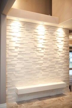 I LOVE this wall. Can you tell me what the "tiles" are made of? Modern Wall Texture, Tv Fal, Feature Wall Design, Modern Entry, Entry Design, Focal Wall, Wall Texture Design, Texture Wall, Stone Cladding