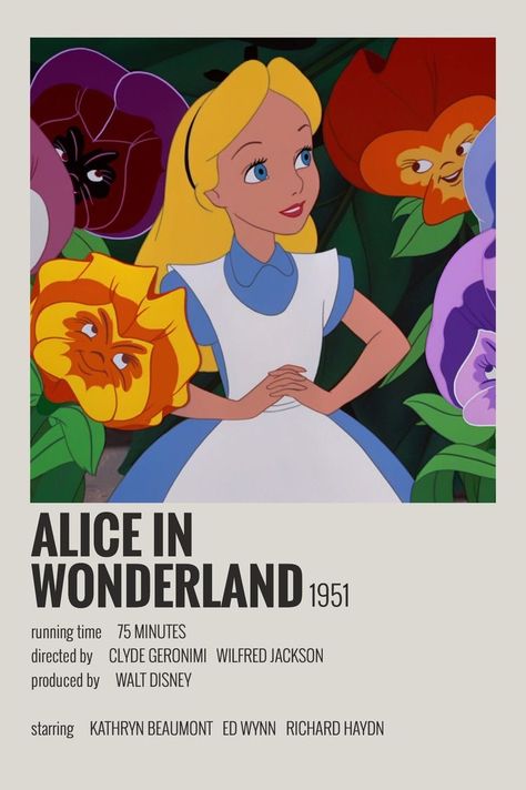 Alice In Wonderland Poster, Disney Movie Posters, Alice In Wonderland 1951, Alice In Wonderland Aesthetic, Animation Disney, Iconic Movie Posters, Movie Card, Film Posters Minimalist, Film Poster Design