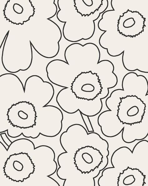 Marimekko Tattoo, Marimekko Print, Marimekko Wallpaper, Marimekko Pattern, Pattern Minimal, Maija Isola, Marimekko Fabric, Folk Art Flowers, Black And White Flowers