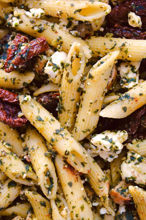 Sausage & Sun-Dried Tomato Pesto Pasta Pesto Pasta With Sausage, Pesto Sausage Pasta, Sausage Pesto Pasta, Sundried Tomato Pesto Pasta, Tomato Pesto Pasta, Pesto Pasta Bake, Basil Pesto Pasta, Sundried Tomato Pasta, Sundried Tomato Pesto