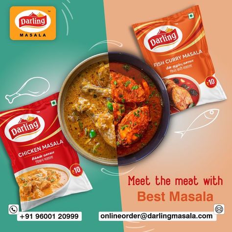 Food Poster Design Ideas, Creative Food Poster Design, Poster Design Ideas, Spicy Curry, Spices Packaging, Curry Spices, Food Banner, Chicken Masala, Food Advertising