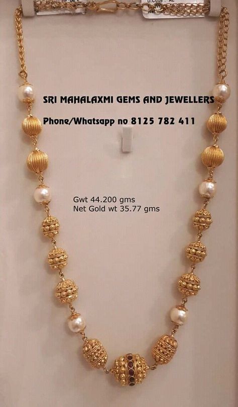 Gold Bolls Necklace, White Pearl Necklace Indian Gold, Gold Balls Necklace Indian, Antique Necklace Gold, Gold Jewels Design, Neck Pieces Jewelry, New Gold Jewellery Designs, Fancy Jewelry Necklace, Modern Gold Jewelry