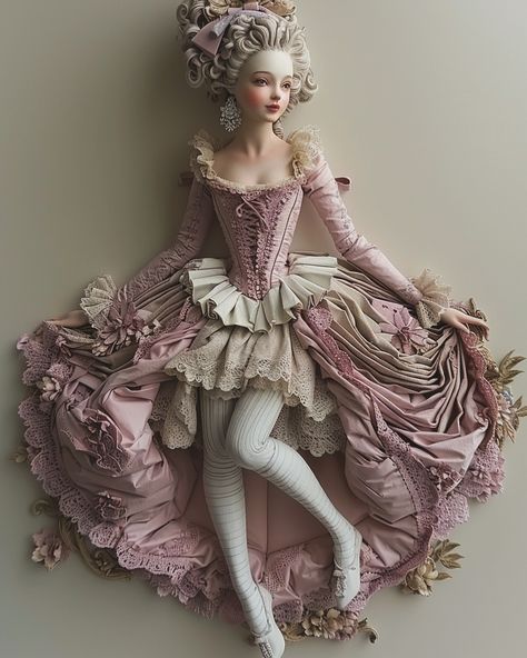 Historical Collage, Moulin Rouge Dress, Fairytale Characters, Doll Museum, Fairies And Elves, Rococo Fashion, Dresses Sewing, Art Motivation, Dolls Outfits