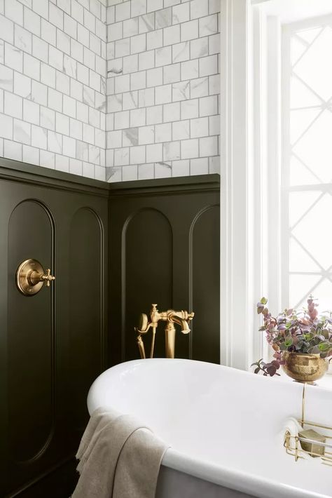 4 Secrets to Decorating with Moody Paint Colors, According to Joanna Gaines Joanna Gaines Bathrooms, Joanna Gaines Bathroom Ideas, Moody Paint Colors, Joanna Gaines Bathroom, Magnolia Paint Colors, Kilz Paint, Magnolia Bathroom, Fixer Upper Designs, Moody Paint