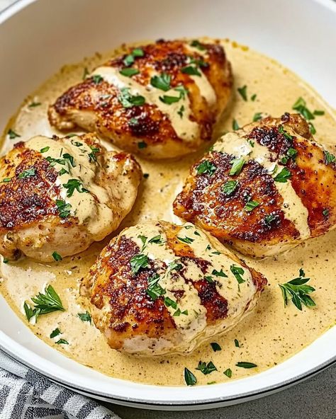 Advertisement This Creamy Garlic Herb Cajun Chicken recipe combines the warmth of Southern comfort food ... Read more Loaded Herb Baked Chicken Thighs, Garlic Herb Chicken Thighs, Creamy Garlic Herb Cajun Chicken Thighs, Recipes With Chicken Thighs, Cajun Chicken Thighs, Skillet Chicken Thigh Recipes, Cajun Chicken Recipes, Garlic Herb Chicken, Southern Comfort Food