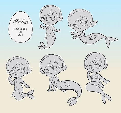 Chibi Mermaid Base, Chibi Mermaid Poses, Poses Mermaid, Creature Poses, Chibi Mermaid, Jupiter Facts, Mermaid Pose, Cony Brown, Chibi Body