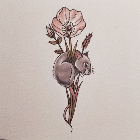 Rodent Tattoo, Mouse Tattoo, Rat Tattoo, Tier Tattoo, Tarot Tattoo, Mouse Tattoos, Field Mouse, Poppies Tattoo, Next Tattoo