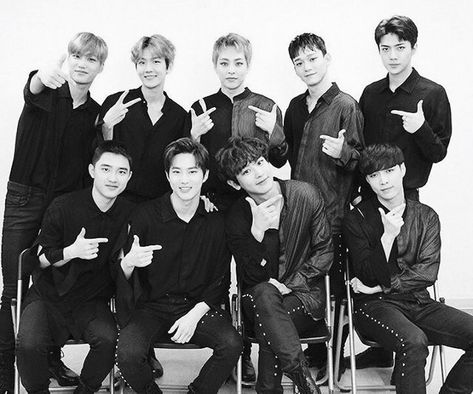 | EXO | group photo | black and white | ~Kpopfloor~ Exo Group Photo, Exo Group, Exo Songs, Exo Lay, Teen Choice Awards, Exo Members, Golden Child, Do Kyungsoo, Pop Idol