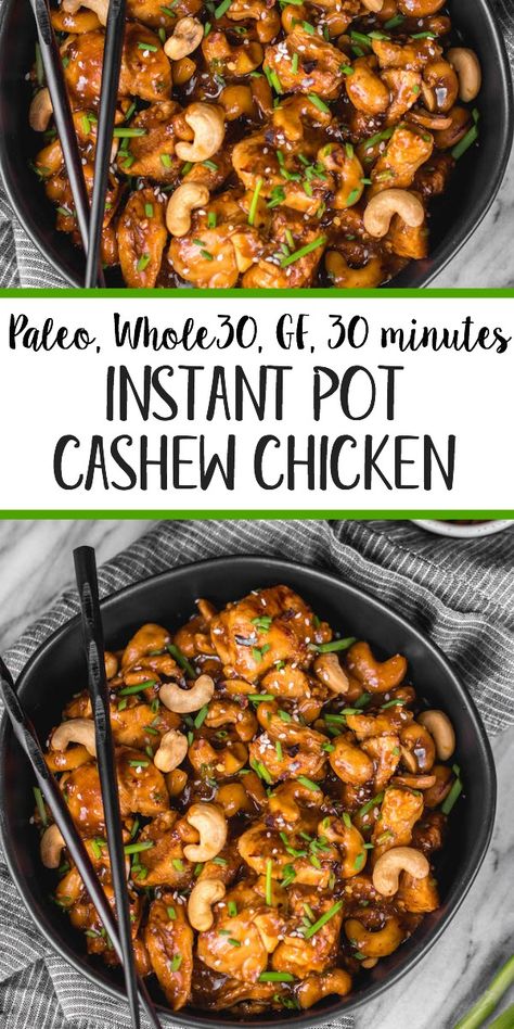 Instant Pot Cashew Chicken: Whole30, Paleo, 30 Minutes - Whole Kitchen Sink Instant Pot Cashew Chicken, Wild Diet, Whole30 Instant Pot, Whole 30 Chicken Recipes, Real Food Diet, American Breakfast, Resep Diet, Chinese Takeout, Cashew Chicken