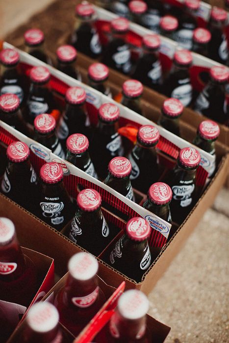 Soda in vintage bottles - great for a rustic backyard reception. Photo by Shawn Menary Photography. #signaturedrinks #rustic Cotton Candy Cocktail, Floral Ice Cubes, Floral Ice, Candy Cocktails, Rustic Backyard, Wedding Signature Drinks, Backyard Reception, Non Alcoholic Cocktails, Root Beer Float