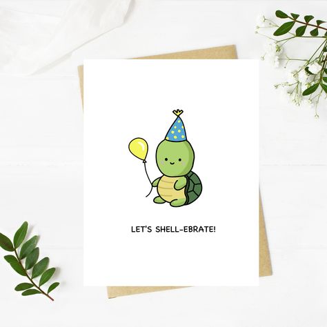 Cute Turtle Birthday Card, Punny, Funny, Congratulations, Celebration, Congrats, Celebrate, Love Punny Congratulations Card, Card Puns Birthday, Birthday Card Friend Funny, Congratulations Pun Card, Pun Bday Cards, Funny Cricut Birthday Cards, Diy Punny Birthday Cards, Birthday Puns For Best Friend, Funny Birthday Cards Handmade