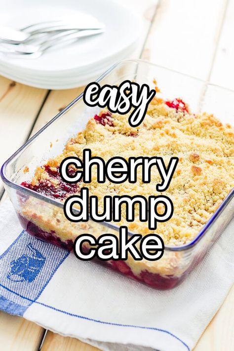 Cherry Pie Filling Recipes Desserts, Cherry Pie Filling Recipes Easy, Easy Cherry Dump Cake, Cake Mix Recipes Homemade, Cherry Pie Filling Recipes, Cherry Dump Cake Recipe, Cherry Recipes Dessert, Desserts With Few Ingredients, Cherry Dump Cake