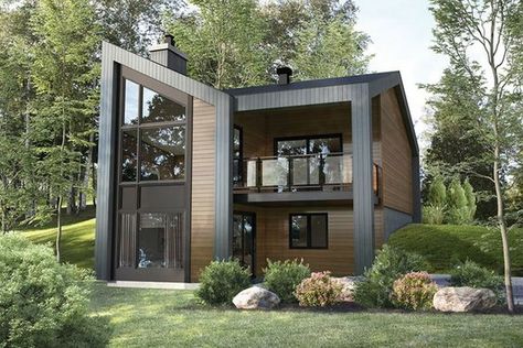 Tiny Home Floorplans: Finding Your Ideal Layout Cottage Style House Plans, Modern Mountain Home, Mountain House Plans, Contemporary Style Homes, Modern Mountain, Contemporary House Plans, Mountain Homes, Cottage Design, Mountain Home