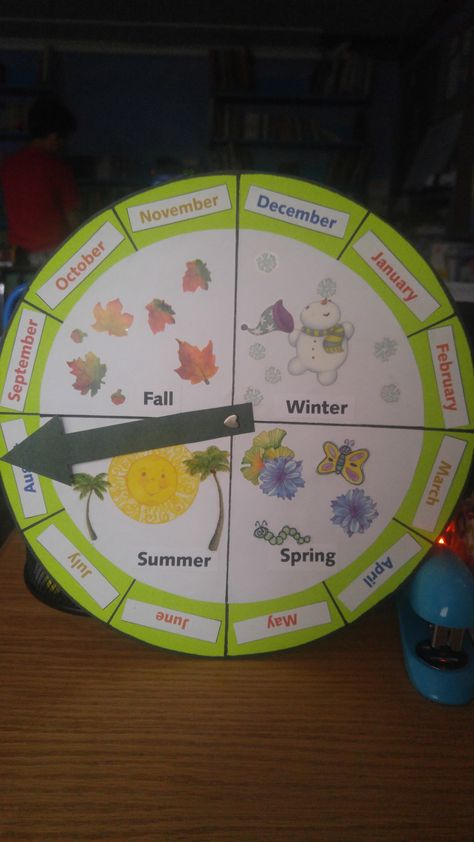 Teaching The Months Of The Year, Months Of The Year Crafts Preschool, Months Of The Year Chart Ideas, Month Of The Year Chart For Preschool, Months Of The Year Preschool, Attention Activities, Maths Project, Seasons Chart, Teaching Learning Material