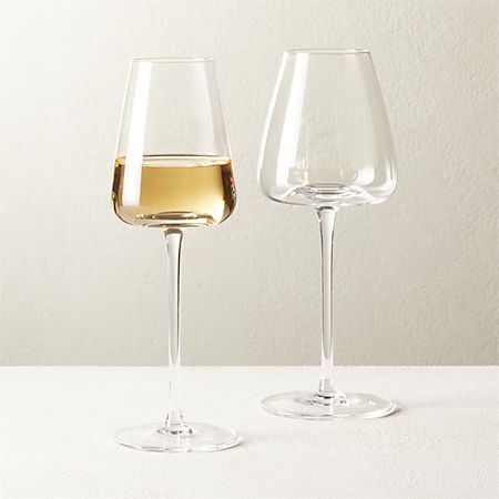 Float Red Wine Glass + Reviews | CB2 Unique Flatware, Modern Wine Glasses, Unique Wine Glasses, Birthday Wine Glasses, Cart Decor, Glass Floats, Verre Design, Champagne Cocktail, Wine Glass Set