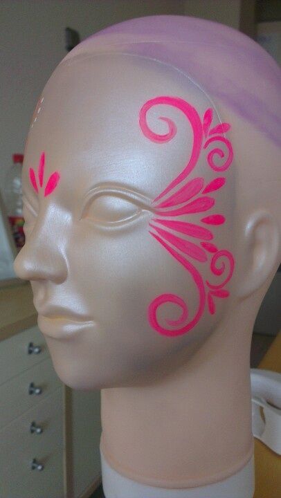 Festival Face Makeup, Pink Out Face Paint Ideas, Music Festival Face Paint, Pink Face Paint School Spirit, Pink Face Paint Ideas, Pink Out Face Paint, Face Paint Pattern, Barbie Face Paint, Pintura Facial Neon