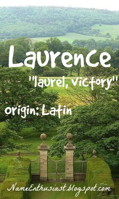 Laurence - Latin name meaning "laurel, victory". Visit my name blog: NameEnthusiast.blogspot.com Lawrence Name Meaning, Ancient Italy, Story Help, Male Names, Exotic Names, Names Of Christ, Writing Characters, Name Meaning, Character Names