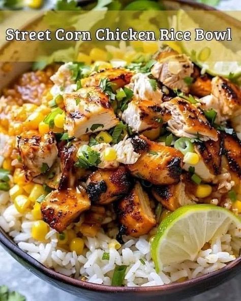 The Pioneer Woman Ree Drummond Community | Street Corn Chicken Rice Bowl | Facebook Easy Two Person Meals, Street Corn Chicken Rice Bowl, Container Meals, Street Corn Chicken, Chicken Rice Bowl, Chicken Receipes, Recipes Meat, Corn Chicken, Mexican Meals