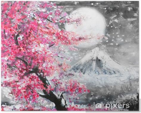 Dungeons And Dragons Decor, Dungeons And Dragons Figures, Painting Board, Monte Fuji, Japanese Tree, Hari Valentine, Salou, Tree Canvas, Watercolor Canvas