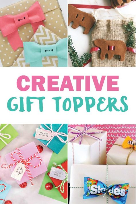 Package Toppers Diy, Christmas Gift Toppers Wrapping Ideas, Gift Wrap Toppers, Present Toppers Christmas, Diy Gift Toppers Christmas, Christmas Gift Topper Ideas, Gift Toppers Christmas, Gift Toppers Diy, Cute Gift Wrapping Ideas For Birthday