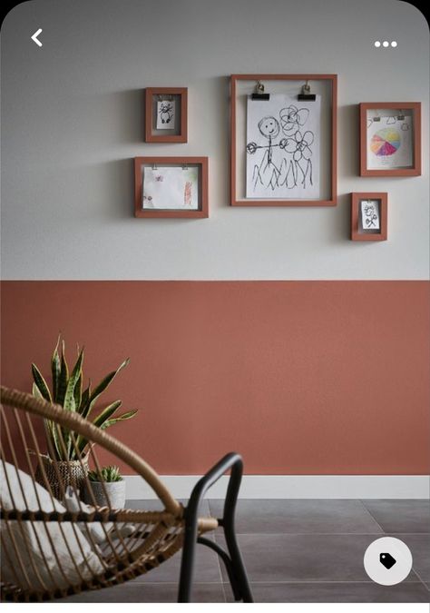 Terracotta Living Room, Half Painted Walls, Hall Colour, Hallway Colours, Flat Decor, Hallway Designs, Interior Design Color, Spare Room, Living Room Colors